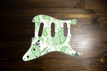 Load image into Gallery viewer, Vintage Paisley Green on White Strat Pickguard by Carmedon