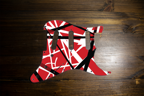 Red, White and Black Striped-Strat Pickguard