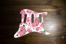 Load image into Gallery viewer, Vintage Paisley Pink on White Strat Pickguard by Carmedon