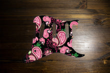 Load image into Gallery viewer, Vintage Paisley Pink on Black Strat Pickguard by Carmedon