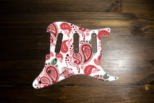 Load image into Gallery viewer, Vintage Paisley Red on White Strat Pickguard by Carmedon