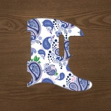 Load image into Gallery viewer, Vintage Paisley Blue on White-Paisley Tele Pickguard by Carmedon