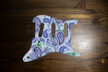 Load image into Gallery viewer, Vintage Paisley Blue on Blue Strat Pickguard by Carmedon
