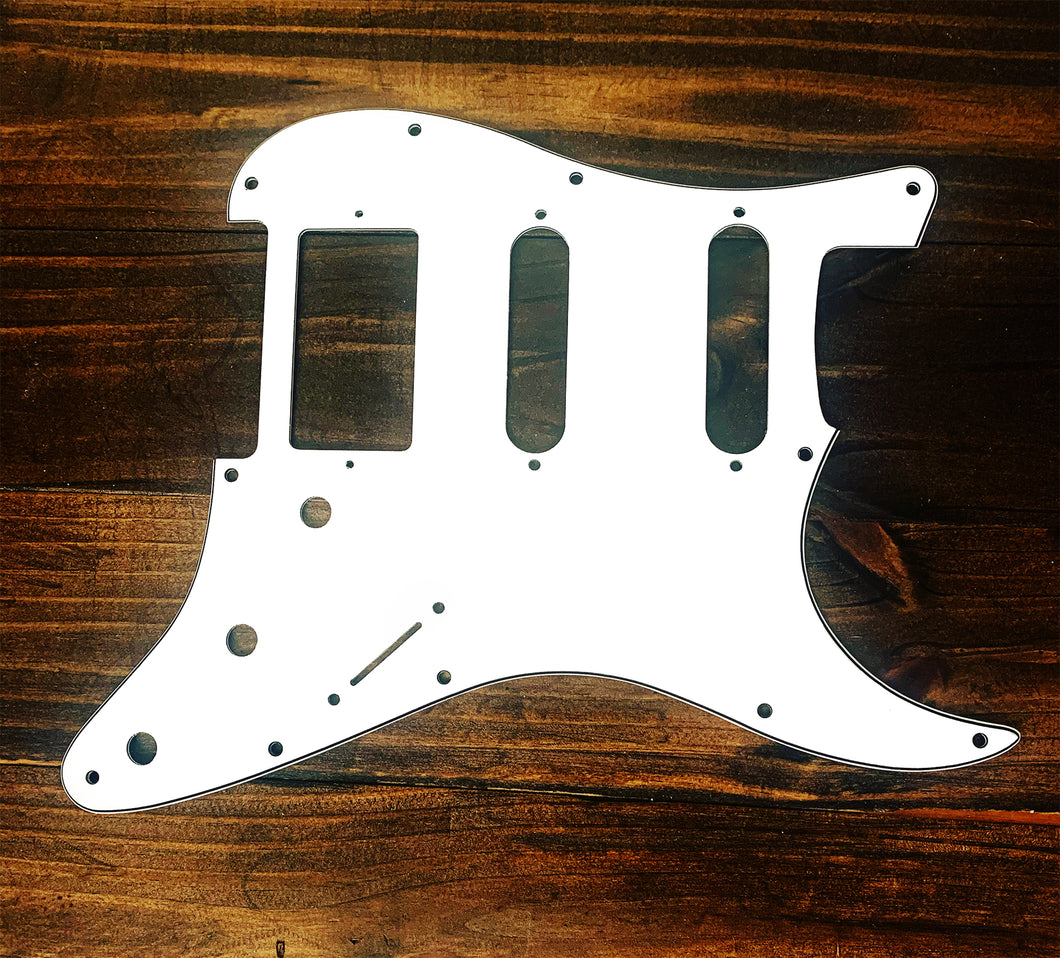 Carmedon 11-Hole Strat HSS Pickguard for American/Mexican Stratocaster Guitar, 3Ply White