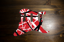 Load image into Gallery viewer, Red, White and Black Striped-Strat Pickguard
