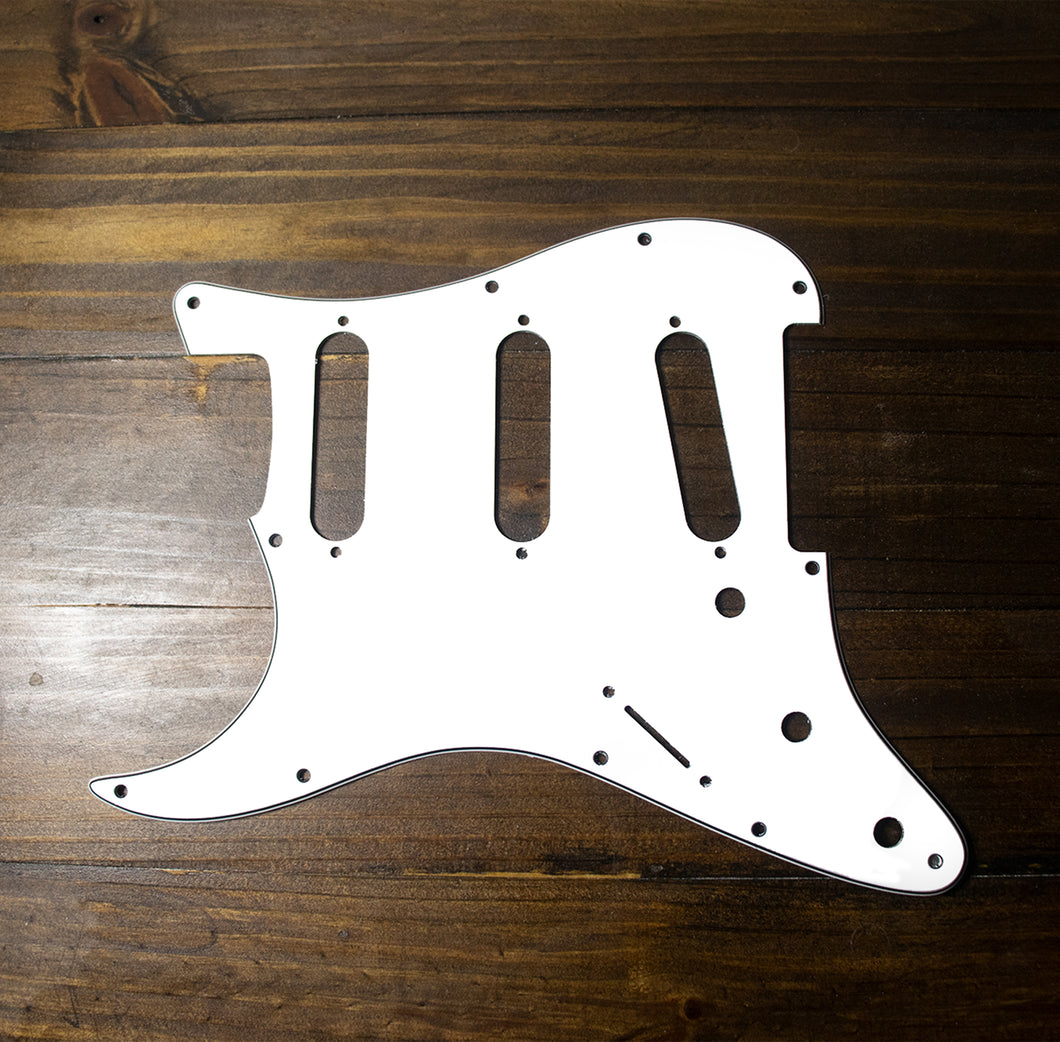 Carmedon 11-Hole Strat SSS Lefty Pickguard for American/Mexican Stratocaster Guitar, 3Ply White