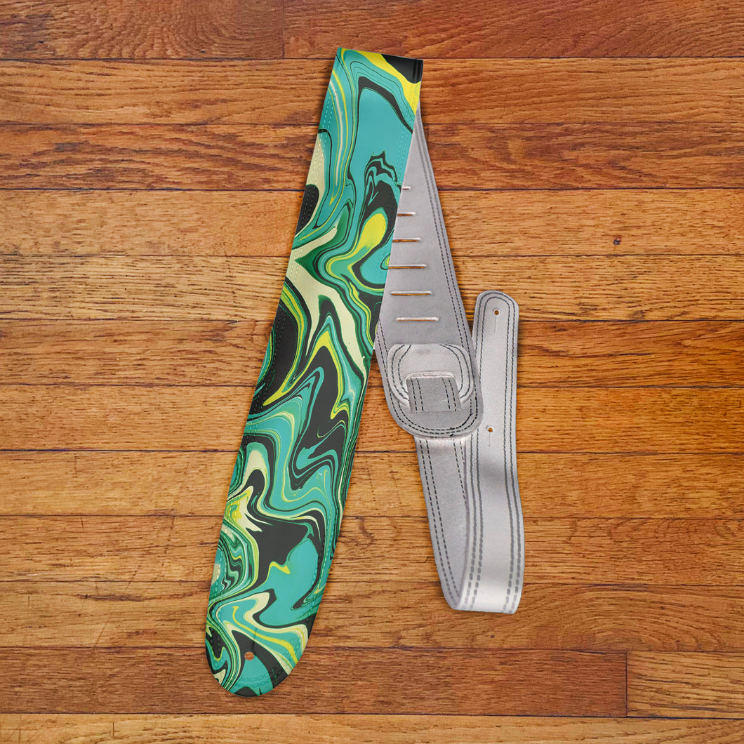 Sea Turtle-Leather Guitar Strap by Carmedon
