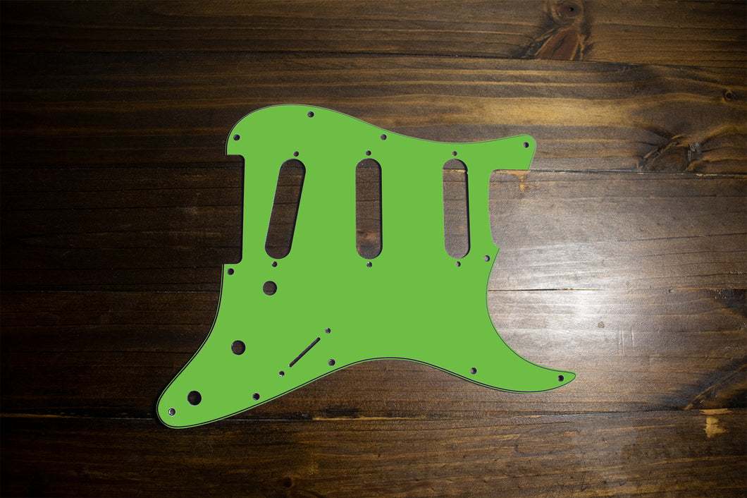 Lime Green-Solid Strat Pickguard by Carmedon